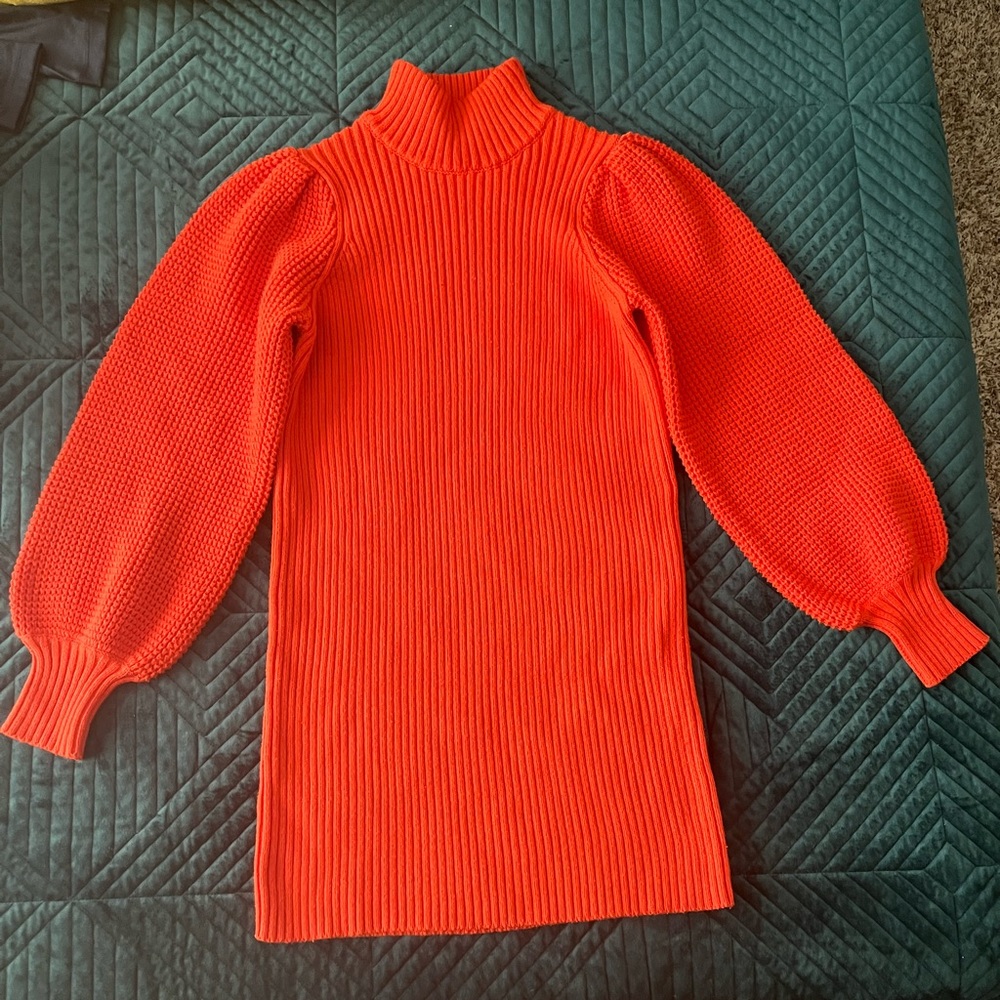 Orange mini sweater dress. Worn once for 90 minutes, still in perfect condition.